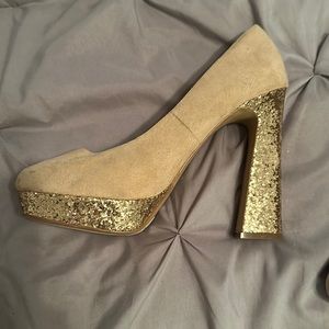 Gold platform heels